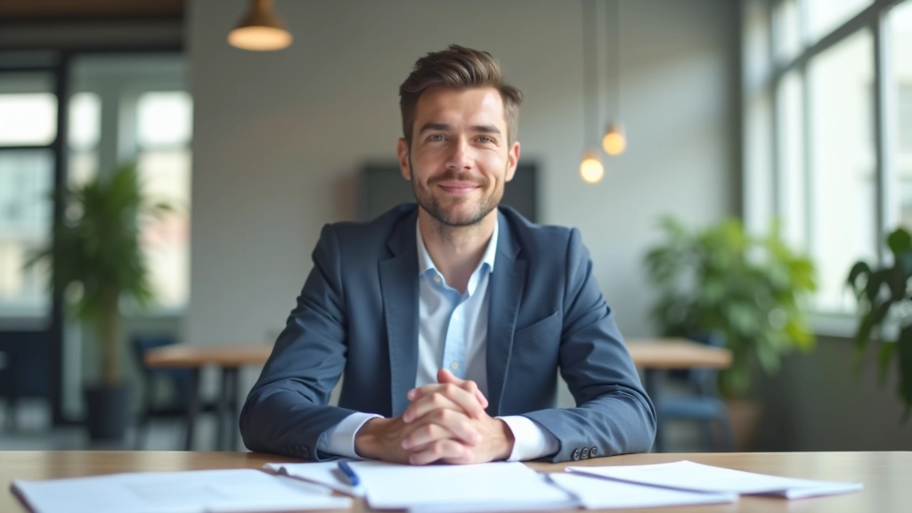 Entrepreneur travaillant à son bureau avec documents et plans d'affaires, environnement de travail professionnel