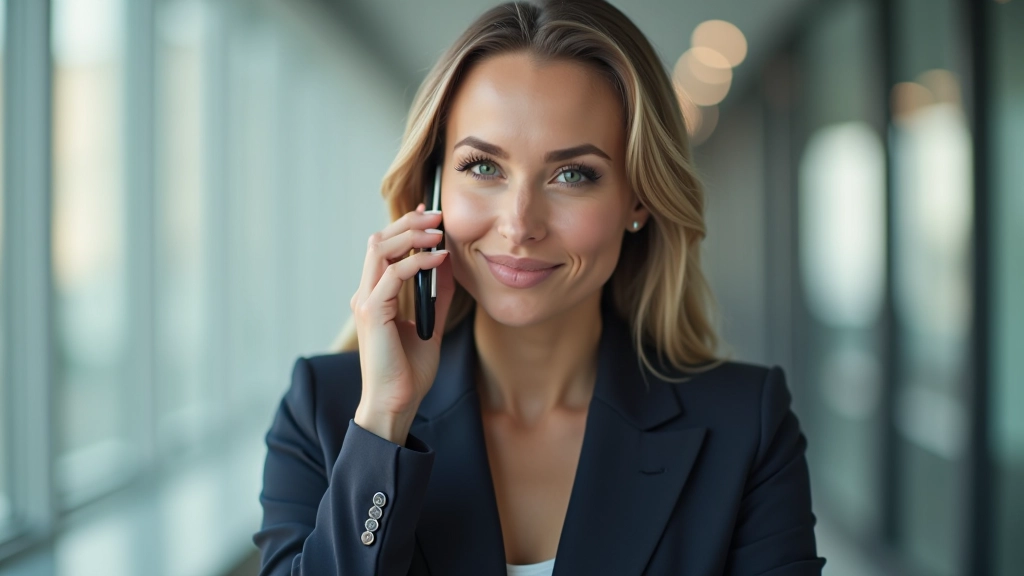 Femme entrepreneur au téléphone dans son bureau moderne, entourée de documents et d'un ordinateur portable